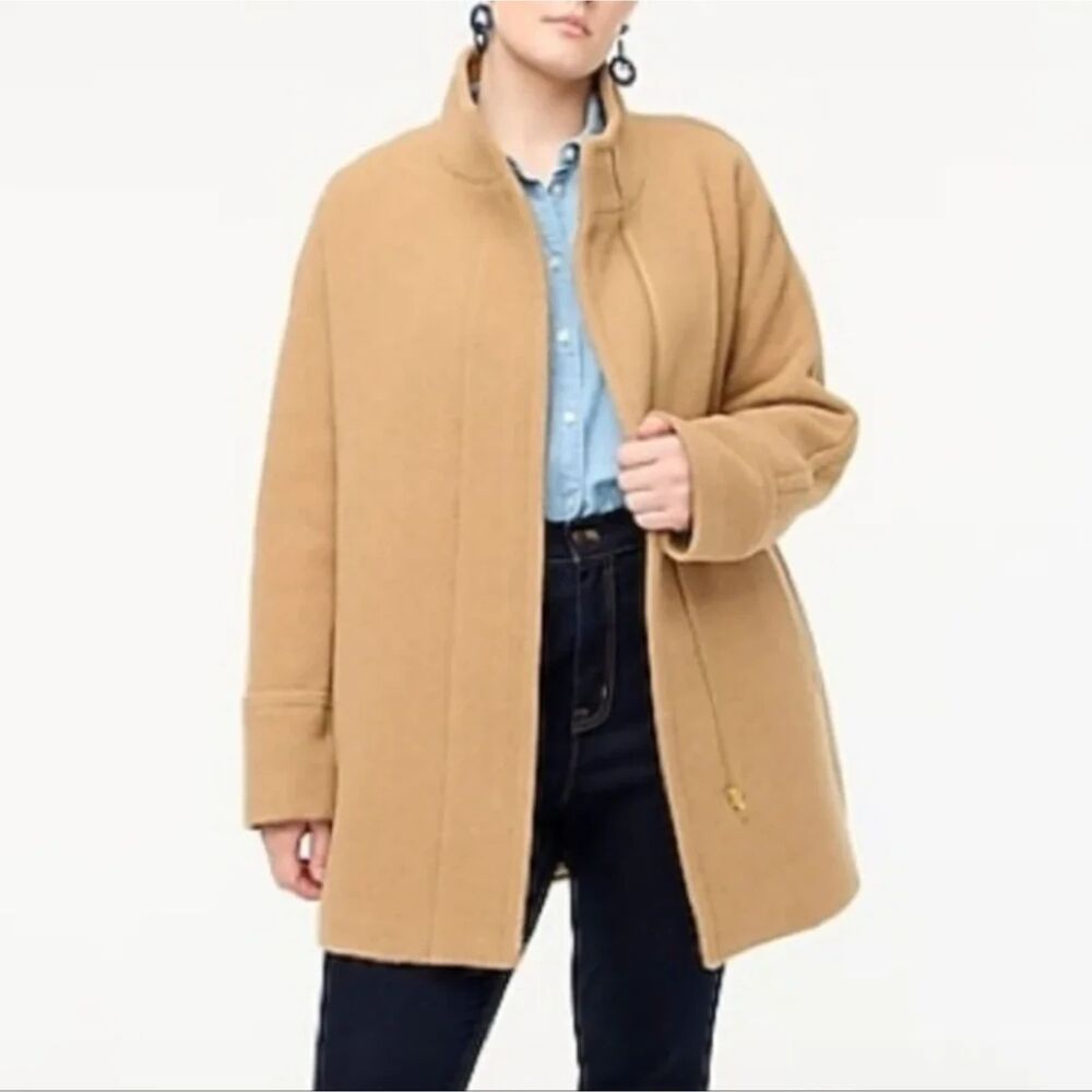 J.Crew Mercantile Camel Wool Blend Asymmetrical Zip Moto Coat Jacket Size 6